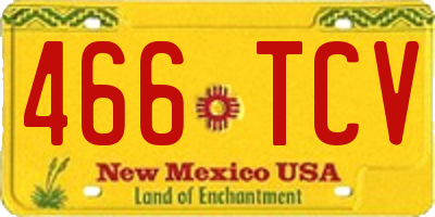 NM license plate 466TCV