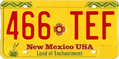 NM license plate 466TEF