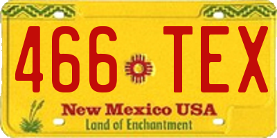 NM license plate 466TEX