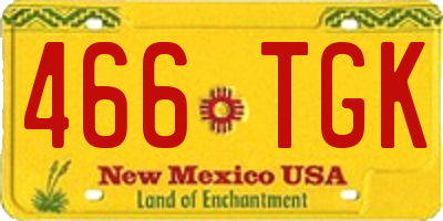 NM license plate 466TGK