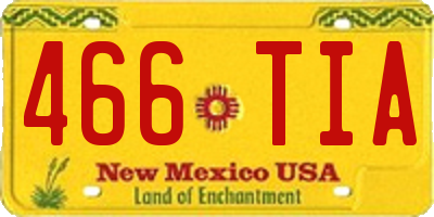 NM license plate 466TIA