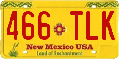NM license plate 466TLK