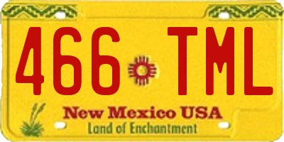 NM license plate 466TML