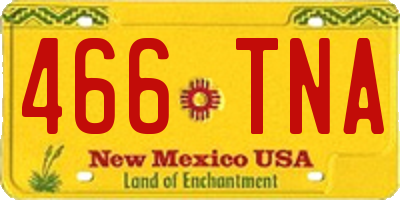 NM license plate 466TNA