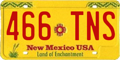 NM license plate 466TNS