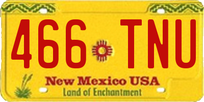 NM license plate 466TNU