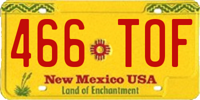 NM license plate 466TOF