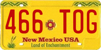 NM license plate 466TOG