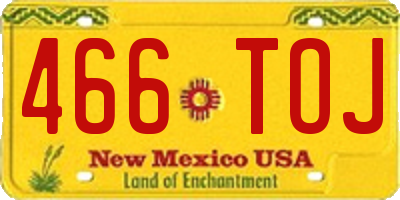 NM license plate 466TOJ