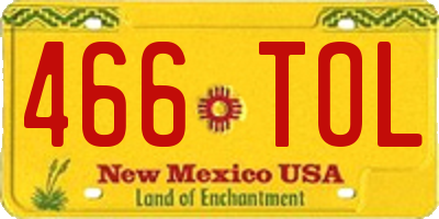 NM license plate 466TOL