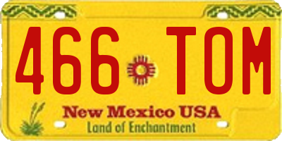NM license plate 466TOM