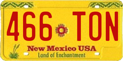 NM license plate 466TON