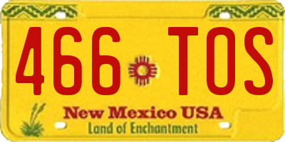 NM license plate 466TOS