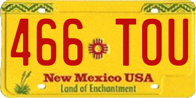 NM license plate 466TOU
