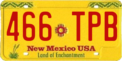 NM license plate 466TPB
