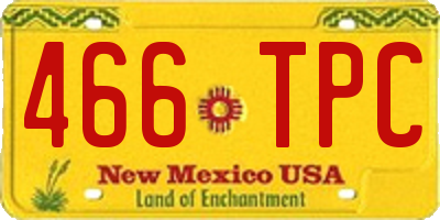 NM license plate 466TPC