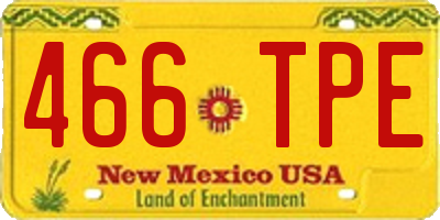 NM license plate 466TPE