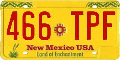 NM license plate 466TPF