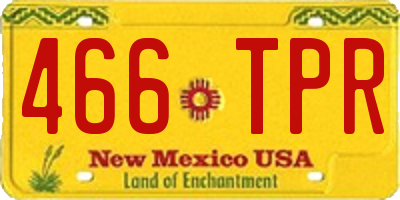 NM license plate 466TPR