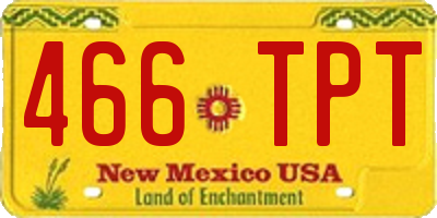 NM license plate 466TPT