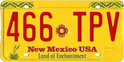 NM license plate 466TPV