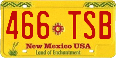 NM license plate 466TSB