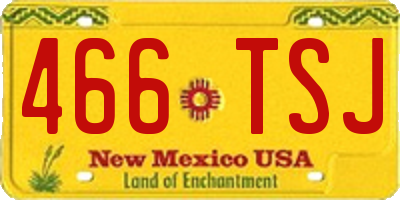 NM license plate 466TSJ