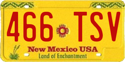 NM license plate 466TSV