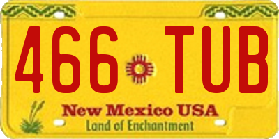 NM license plate 466TUB