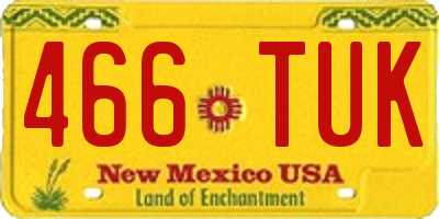 NM license plate 466TUK