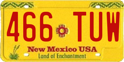 NM license plate 466TUW