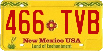 NM license plate 466TVB