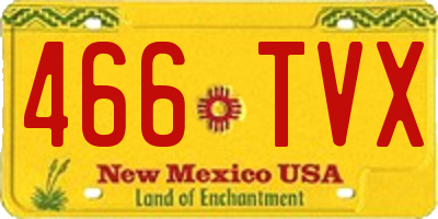 NM license plate 466TVX