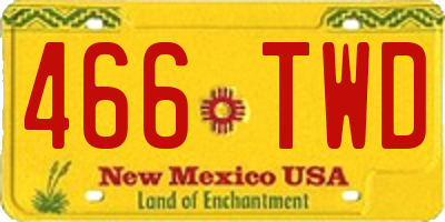NM license plate 466TWD