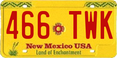 NM license plate 466TWK