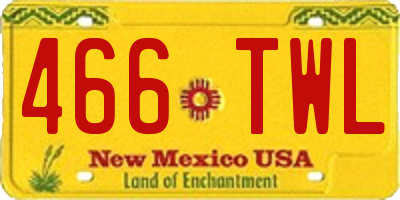 NM license plate 466TWL