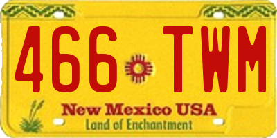NM license plate 466TWM