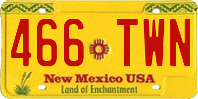 NM license plate 466TWN