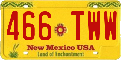 NM license plate 466TWW