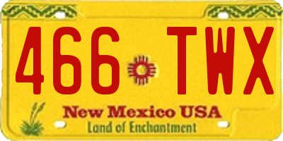 NM license plate 466TWX