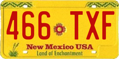 NM license plate 466TXF