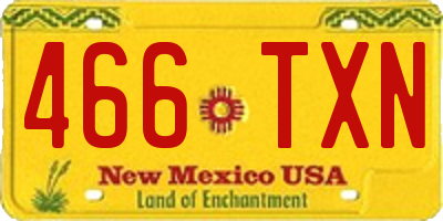 NM license plate 466TXN