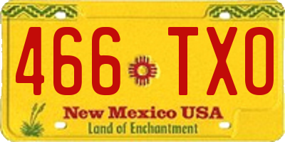 NM license plate 466TXO