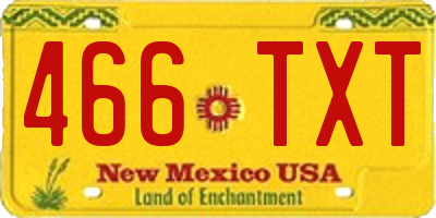 NM license plate 466TXT