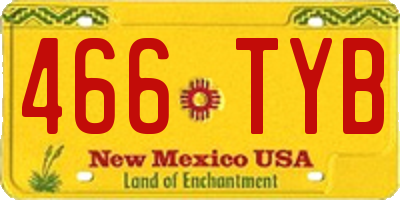 NM license plate 466TYB