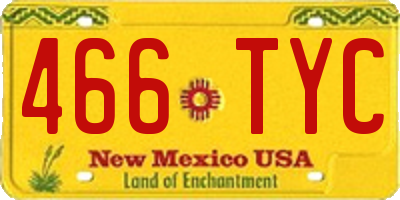 NM license plate 466TYC