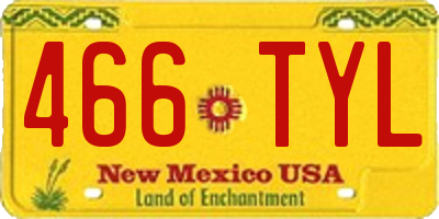 NM license plate 466TYL