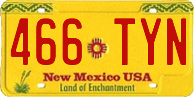 NM license plate 466TYN