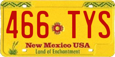 NM license plate 466TYS