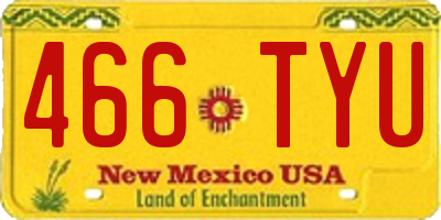 NM license plate 466TYU